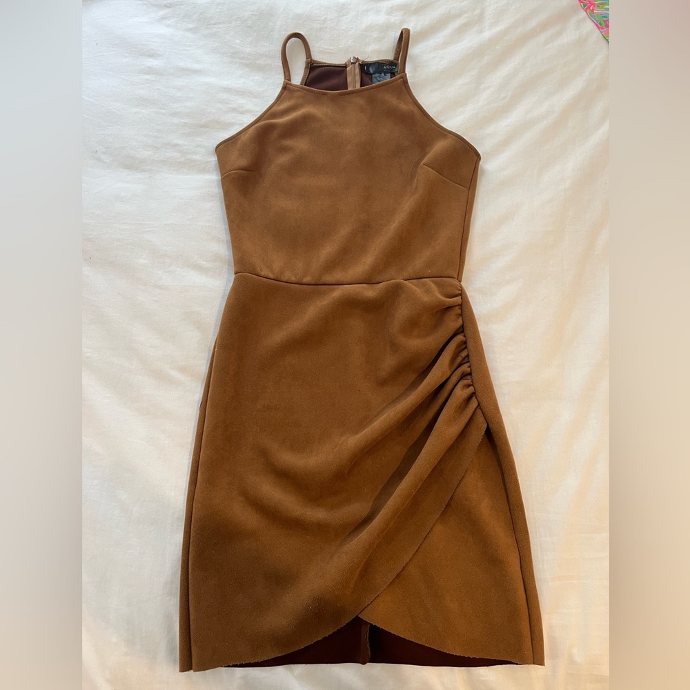 Aqua Brown Suede Mini Dress